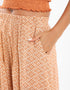 Printed harem pants with pleats on the front and back